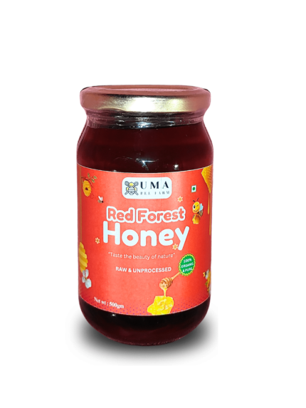 Red Forest Honey – Uma Bee Farm | 100% Natural Raw Honey | Unprocessed, Unfiltered & Organic | Zero Added Sugar | Collected from Dense Forest Regions