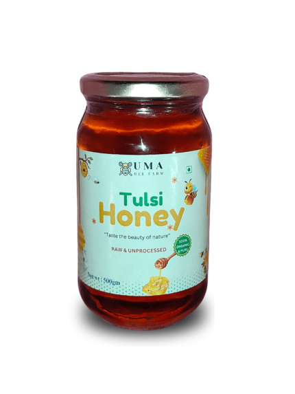 Tulsi Honey – Uma Bee Farm | Natural Raw Organic Honey | Unprocessed & Unfiltered | Zero Additives | Boosts Immunity & Respiratory Health